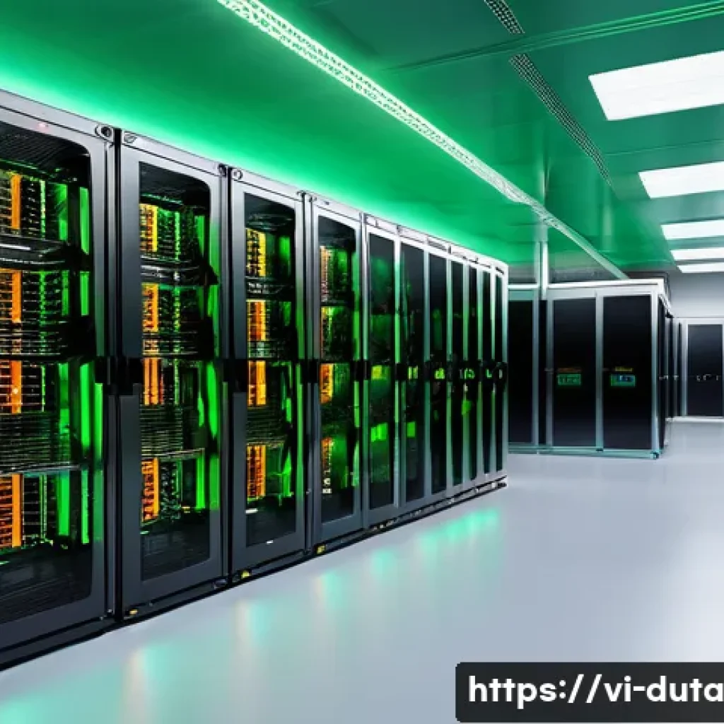 데이터 수집의 지속 가능성 고려하기 - **Prompt: "A futuristic, side-by-side comparison image of two data centers. On the left, a tradition...