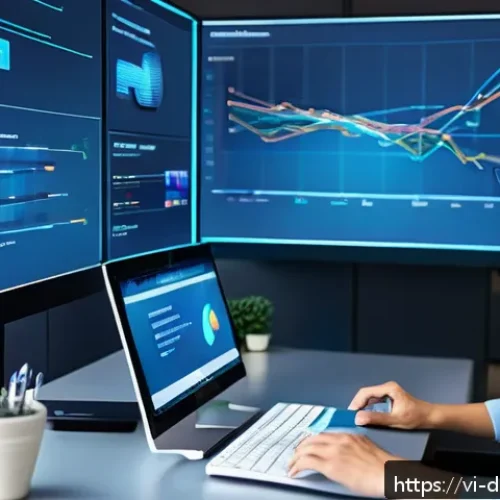 데이터 수집 플랫폼의 기능 비교 - A modern office environment with diverse professionals collaborating around a large digital dashboar...