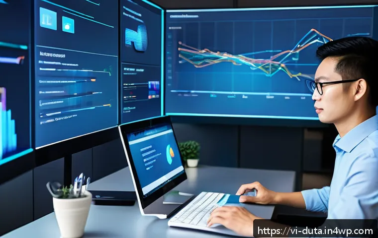 데이터 수집 플랫폼의 기능 비교 - A modern office environment with diverse professionals collaborating around a large digital dashboar...